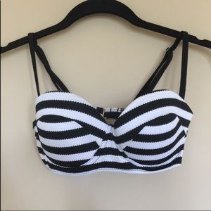 Black and white striped bikini top